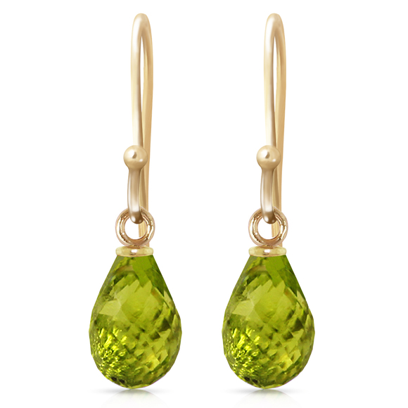 14K. SOLID GOLD FISH HOOK EARRINGS WITH PERIDOTS (Yellow Gold) - Picture 2 of 2